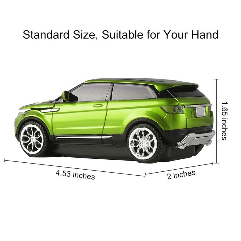 CHUYI Cool Sports Car Shape Wireless Optical Mouse 1600 DPI Cordless Office School Mice with USB Receiver for PC Computer Laptop (Green-1 Pack) - Image 3